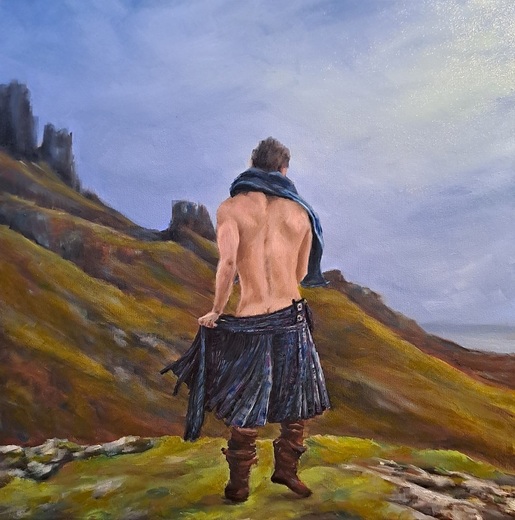 KRÁSA SKOTSKÉ PŘÍRODY, olejomalba 50x50m,nerámováno
