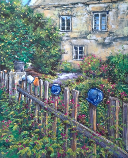 KRÁSA VENKOVA, suchý pastel 40x50cm,přírodní rám