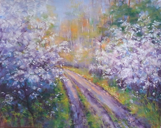 MEZI TRNKAMI, suchý pastel 40x50cm,přírodní rám