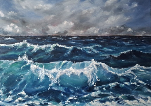 NA MOŘI, olejomalba 50x70cm,nerámováno