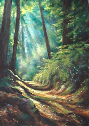 OKAMŽIK, suchý pastel 45x64cm,přírodní rám