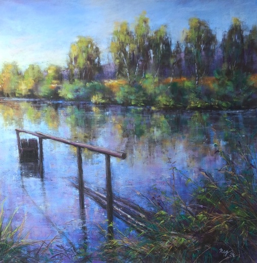 Podvečer u ryníka I., suchý pastel 40x40cm.jpg