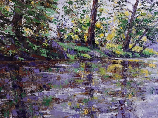 ŘÍČNÍ IMPRESE, olejomalba 50x70cm,nerámováno