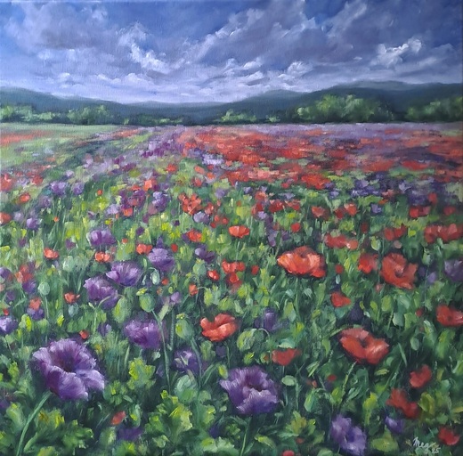 V MAKOVÉM POLI, olejomalba 60x60cm,nerámováno