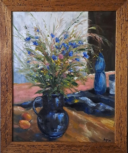 ZÁTIŠÍ S MATTONI, olejomalba 48x58cm, masivní rám